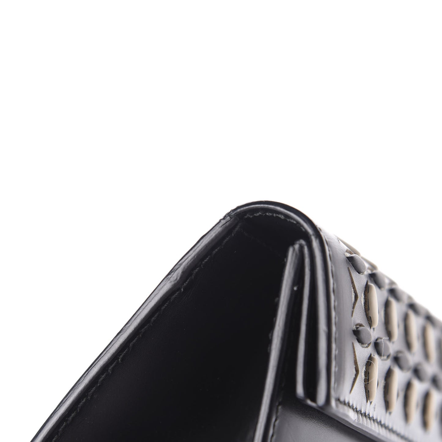 Calfskin Laser Cut Clutch Black White