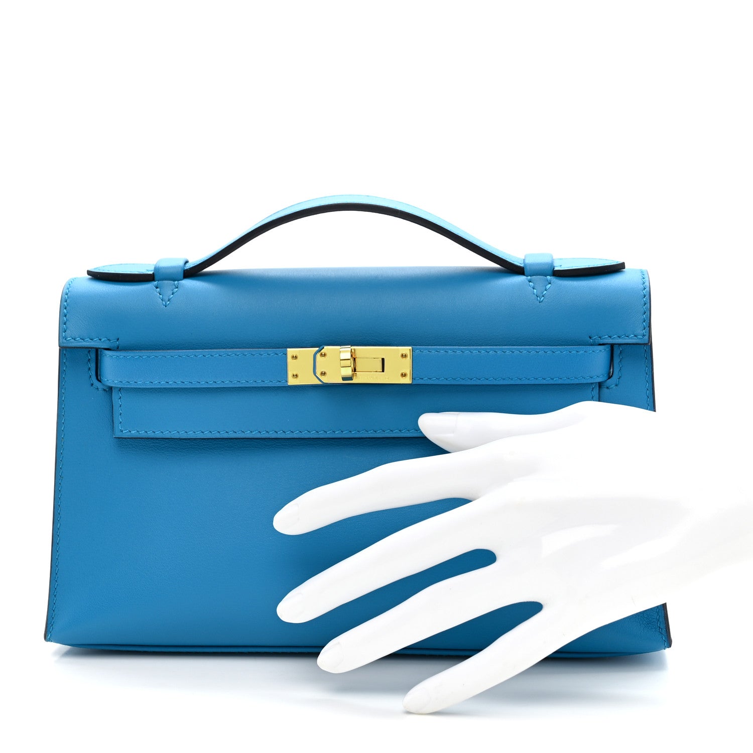 Hermes Swift Kelly Pochette Clutch Bleu Frida 2 of 11