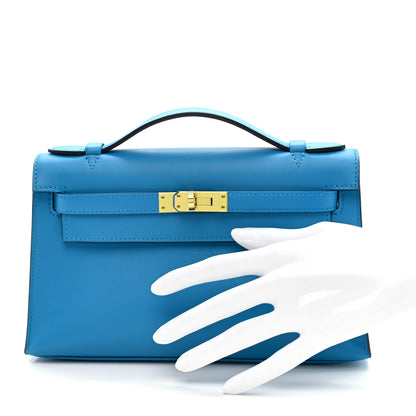 Hermes Swift Kelly Pochette Clutch Bleu Frida 2 of 11