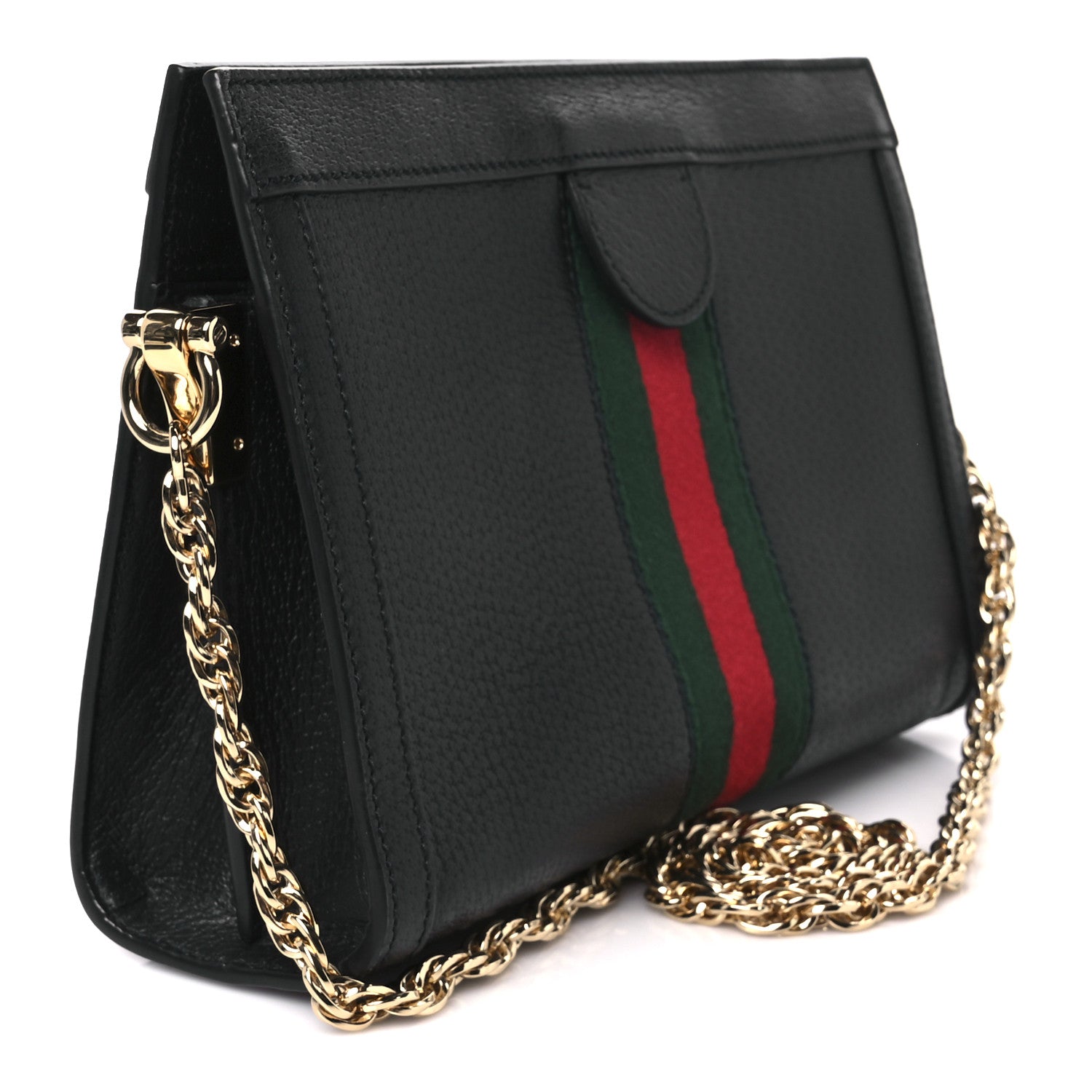 Gucci Calfskin GG Web Small Ophidia Chain Shoulder Bag Black 3 of 11