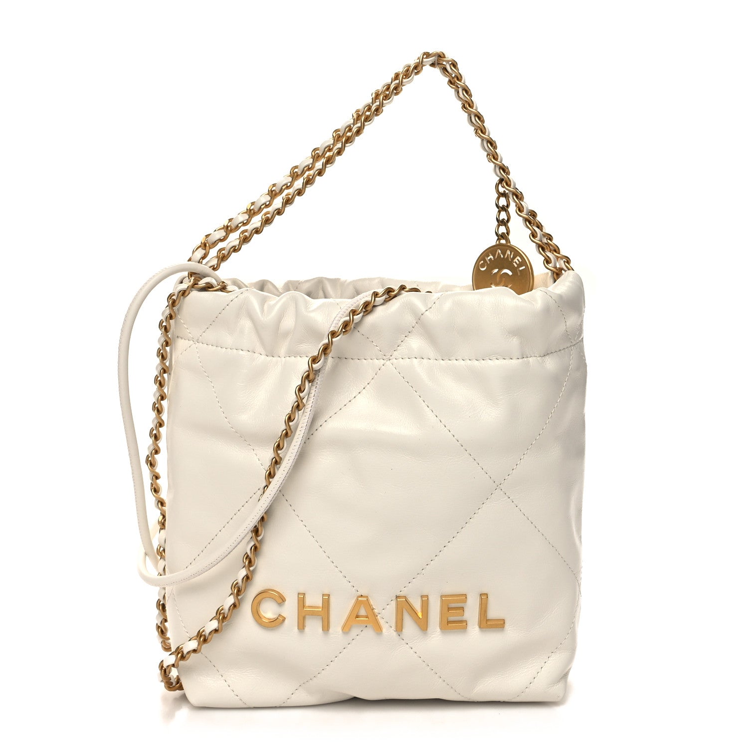 Chanel Shiny Calfskin Quilted Mini Chanel 22 White 1 of 10