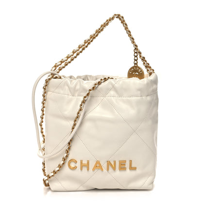 Chanel Shiny Calfskin Quilted Mini Chanel 22 White 1 of 10