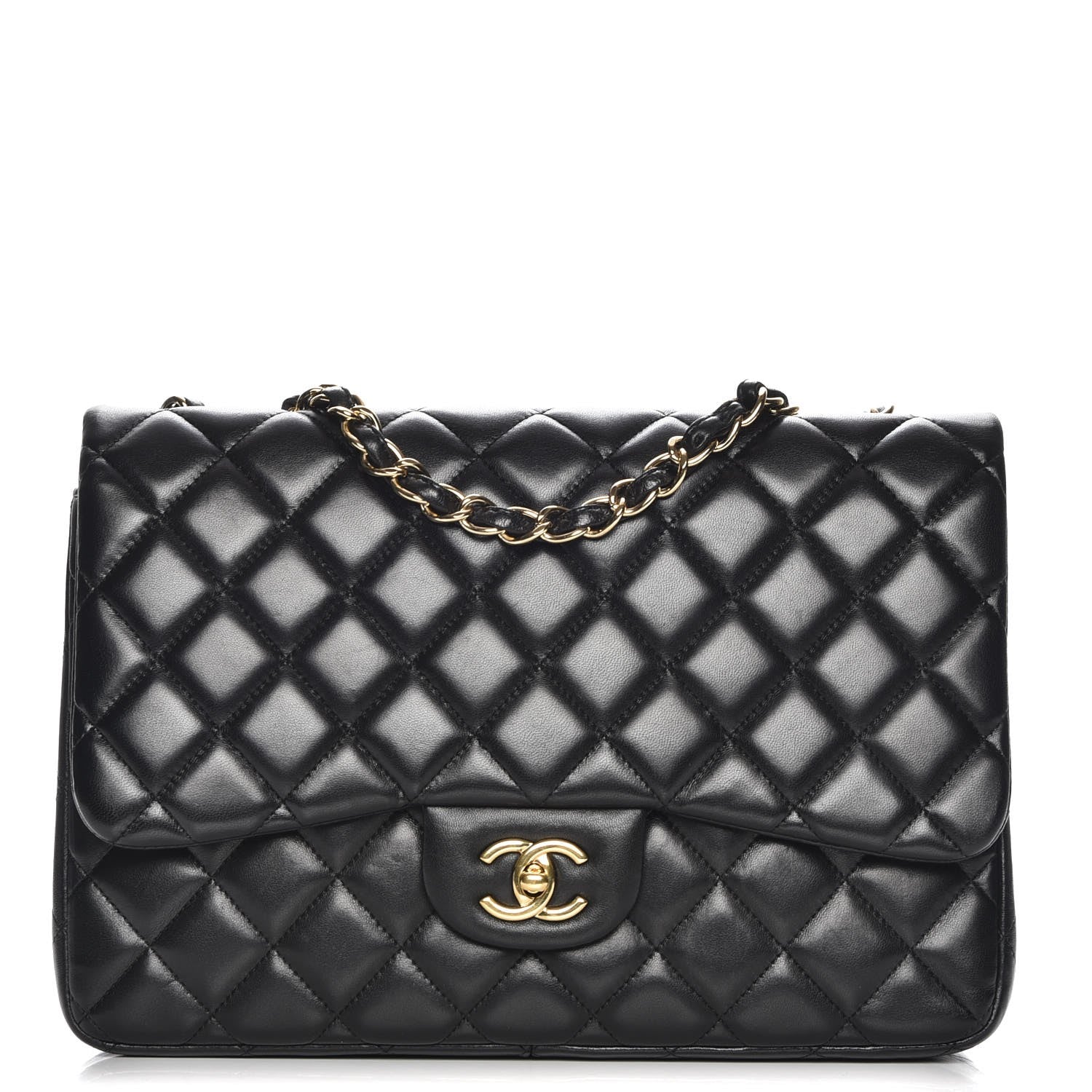 Chanel Lambskin Quilted Jumbo Single Flap Black 1 of 7