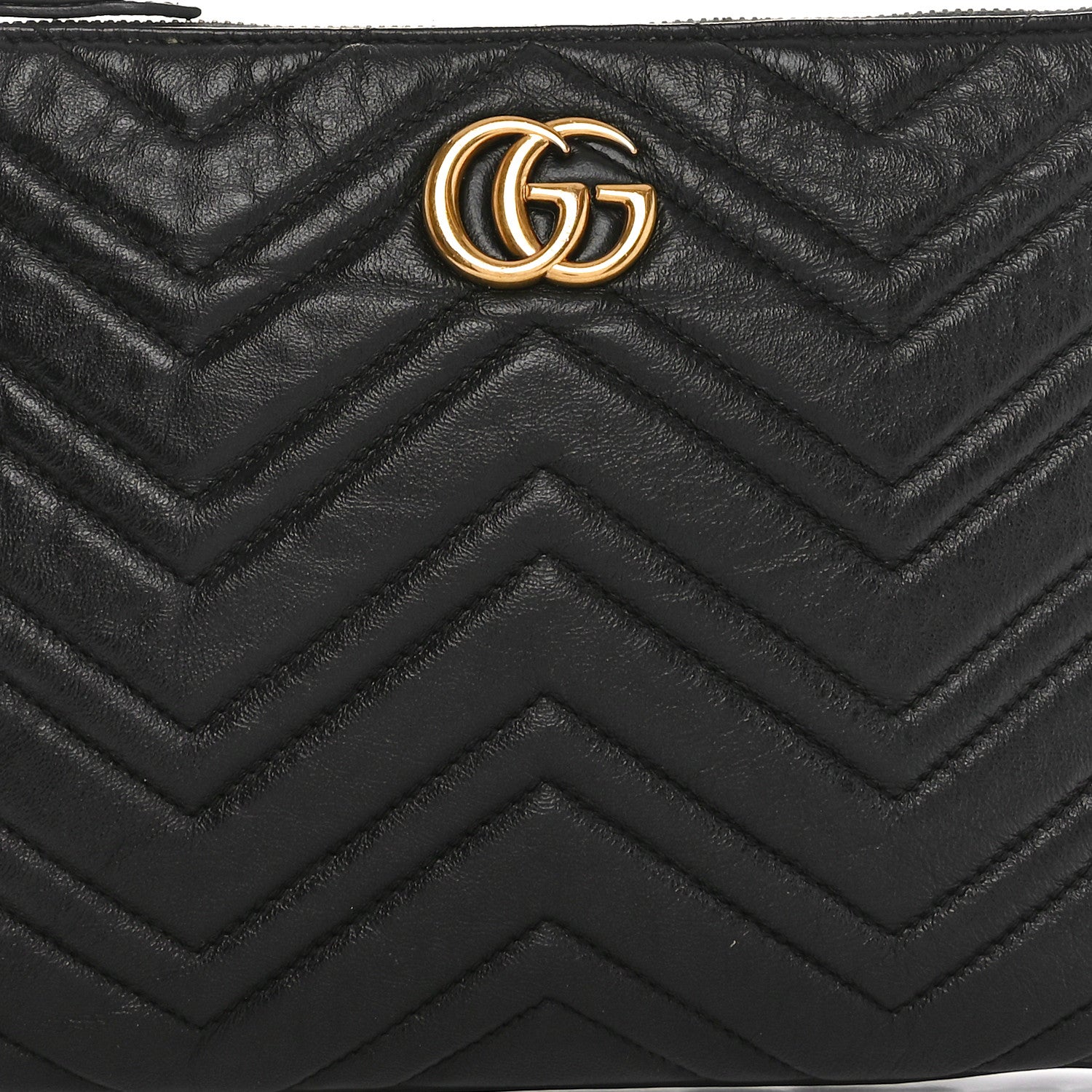 Gucci Azalea Calfskin Matelasse Heart GG Marmont Zip Pouch Black 8 of 10