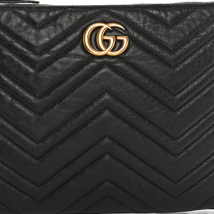 Gucci Azalea Calfskin Matelasse Heart GG Marmont Zip Pouch Black 8 of 10
