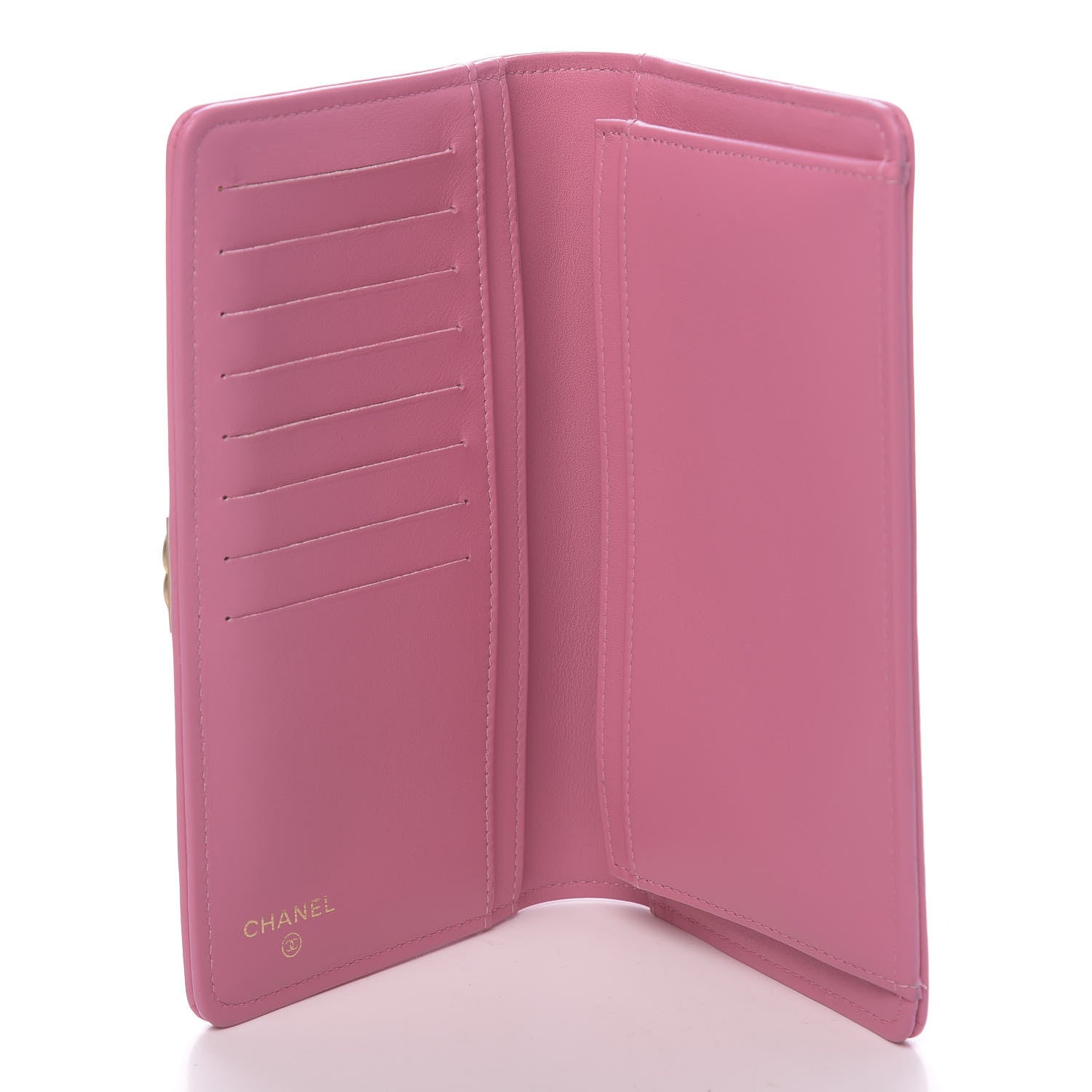Chanel Lambskin Quilted Boy Yen Wallet Pink 5 of 9