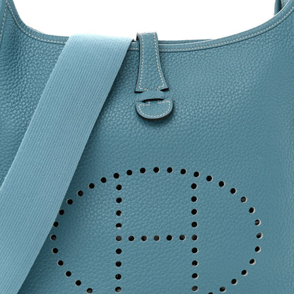 Hermes Taurillon Clemence Evelyne PM Blue Jean 8 of 10
