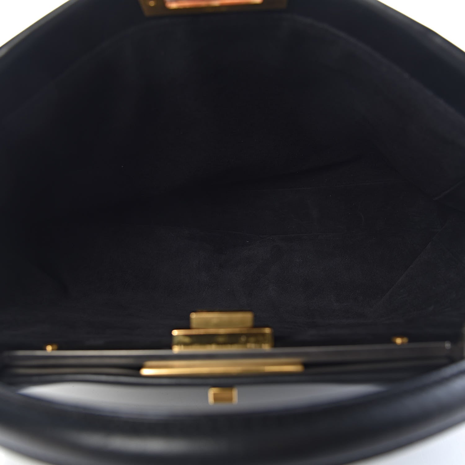 Fendi Vitello Suede Large Peekaboo Iconic Satchel Black 5 of 10