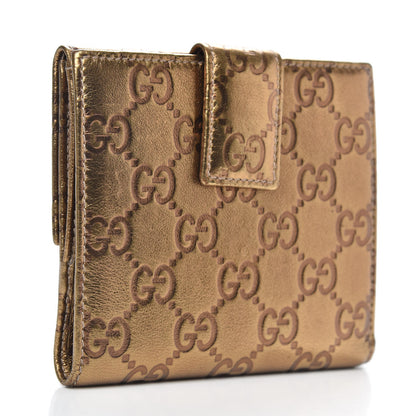 Gucci Metallic Guccissima Metal Bar French Flap Wallet Gold 3 of 9