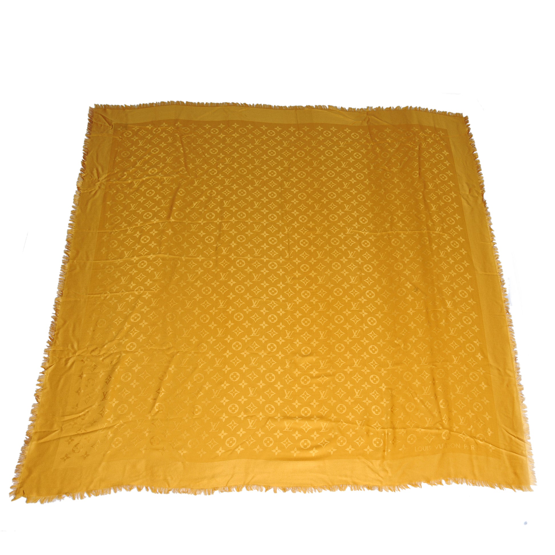 Louis Vuitton Wool Silk Monogram Shawl Safran 2 of 5