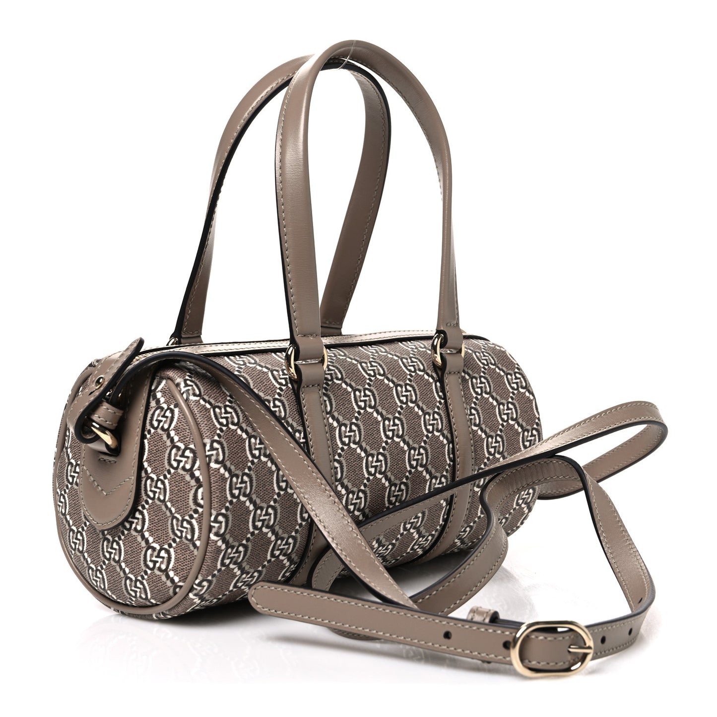 GG Shadow Monogram Ophidia Top Handle Bowler Bag Taupe