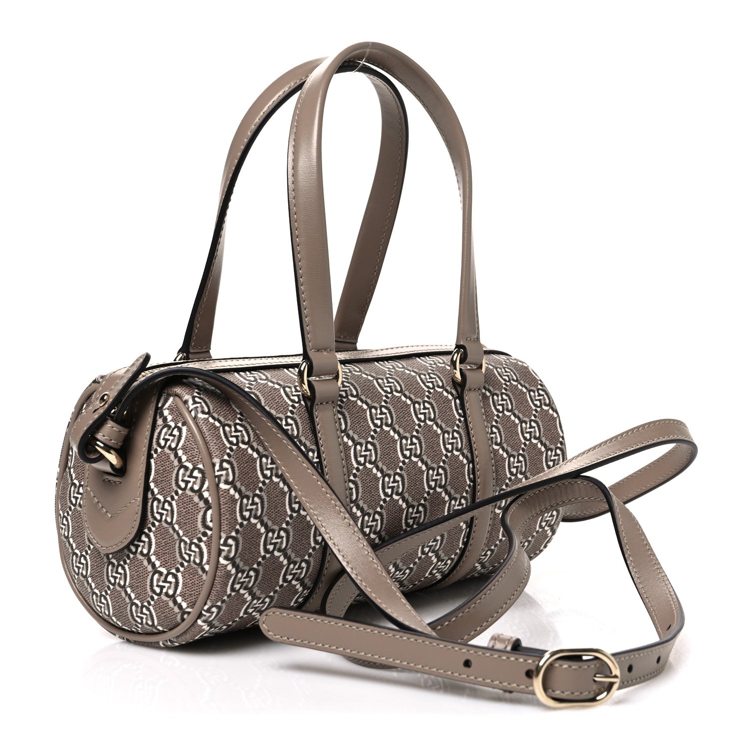 Gucci GG Shadow Monogram Ophidia Top Handle Bowler Bag Taupe 3 of 10