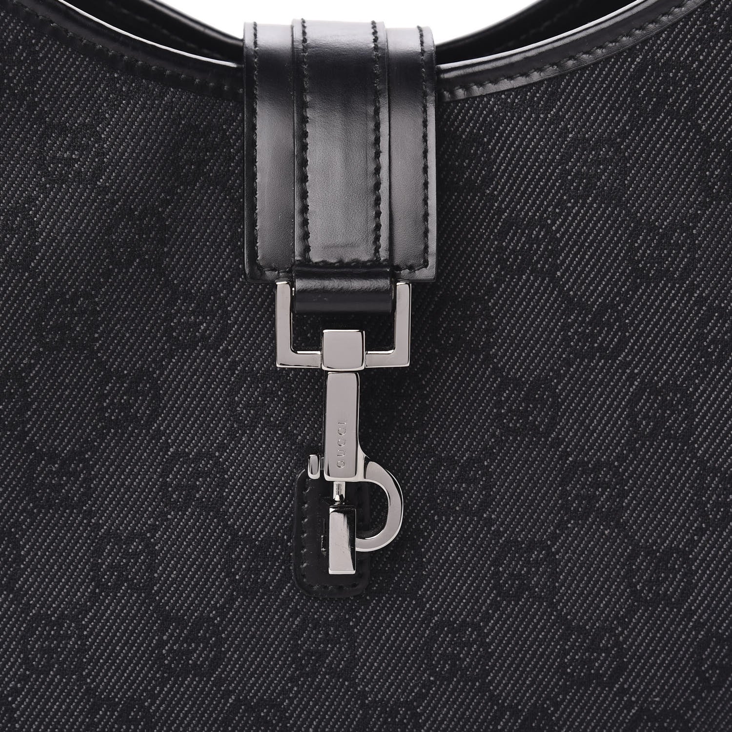 Gucci Denim Monogram Jackie O Hobo Black 10 of 10