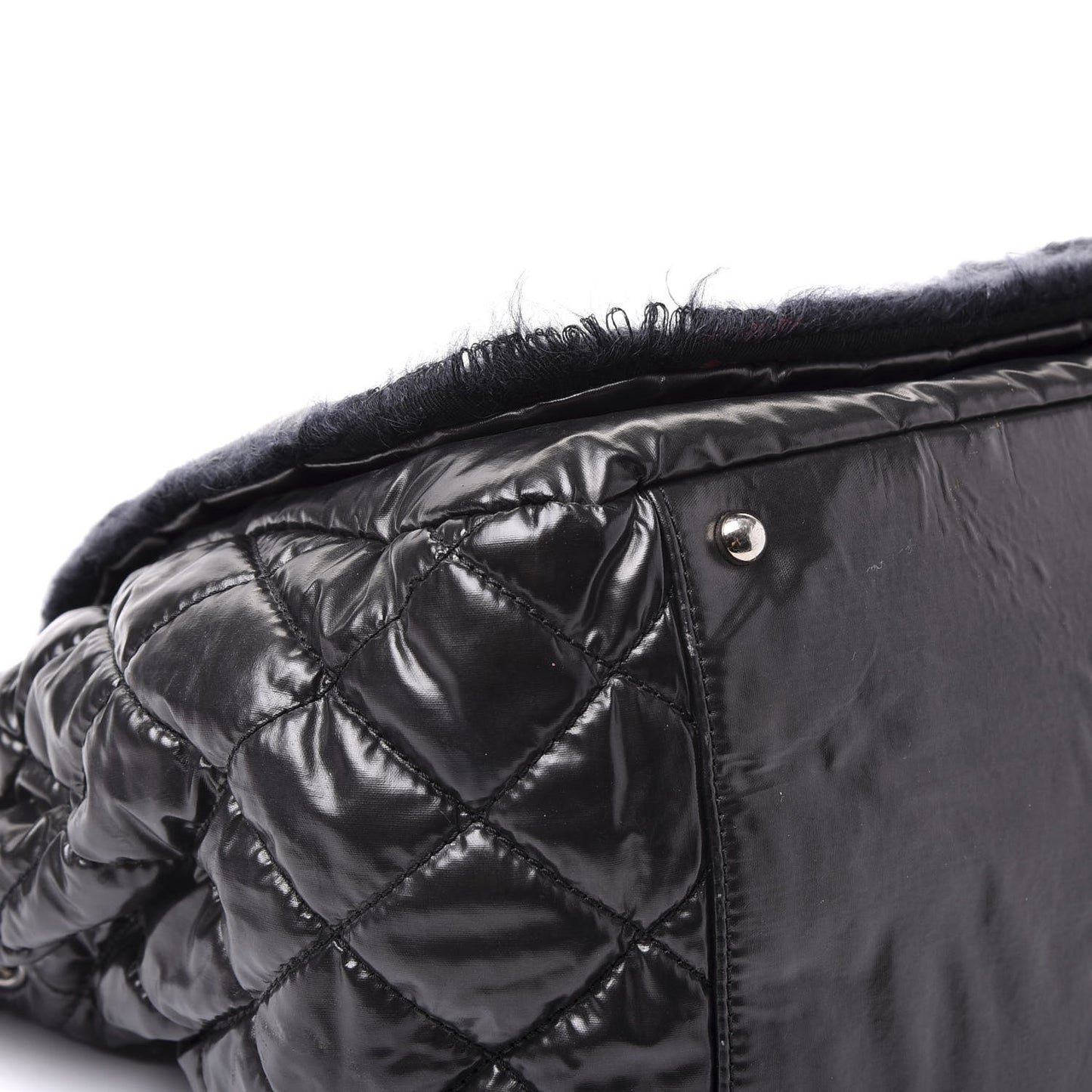 Vinyl Mohair Trimmed Accordion Arctic Polar Ice Flap Black