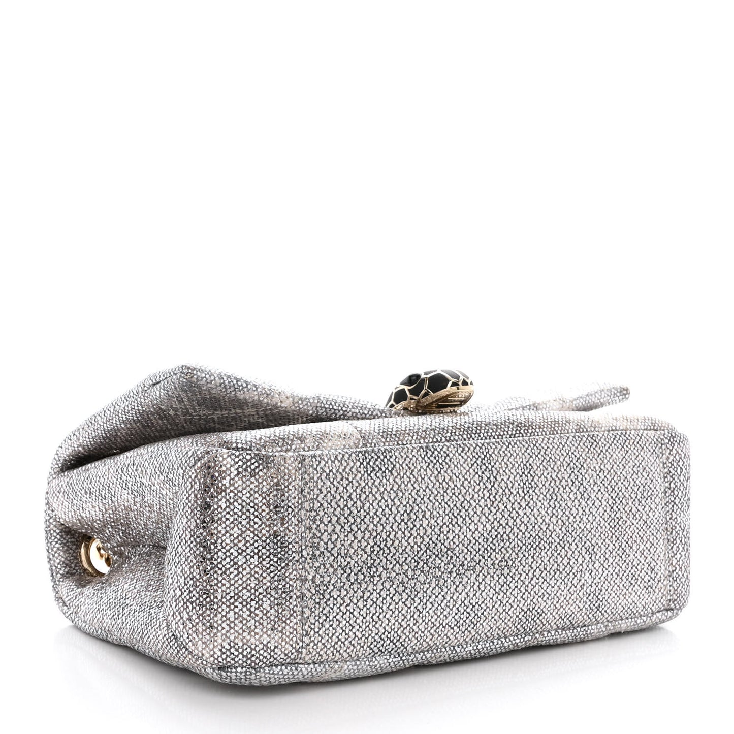 Shiny Karung Matelasse Mini Serpenti Cabochon Crossbody Silver