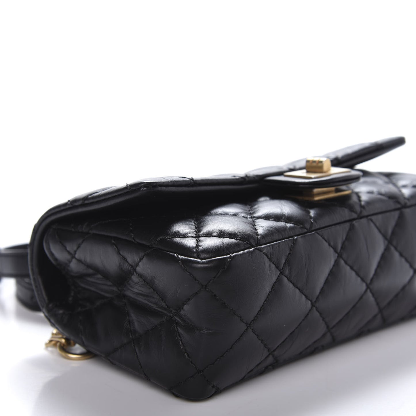 Aged Calfskin Quilted 2.55 Reissue Chain Waist Bag Black