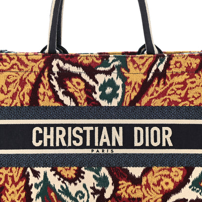 Christian Dior Canvas Embroidered Paisley Medium Book Tote Blue Multicolor 9 of 10