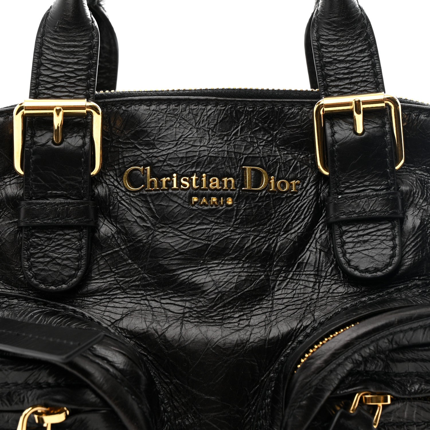 Christian Dior Crinkled Calfskin Small Grand Tour Bowling Bag
