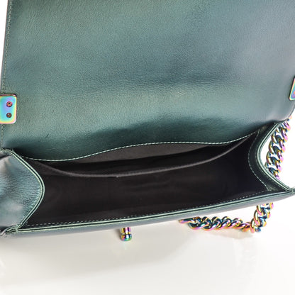 Chanel Iridescent Goatskin Quilted Medium Boy Flap Green 5 of 8