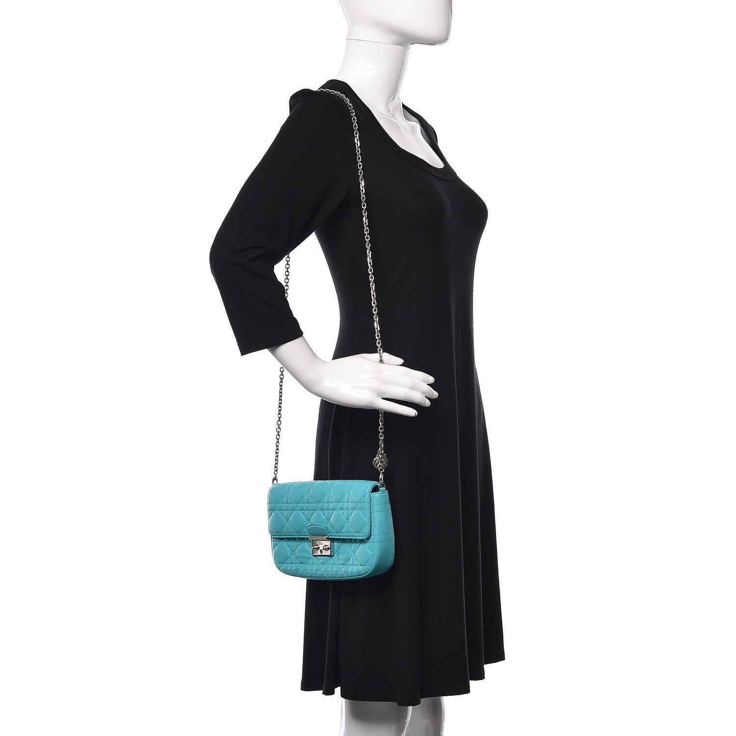 Christian Dior Lambskin Cannage Miss Dior Promenade Pouch Turquoise 2 of 15