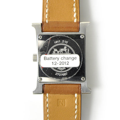 Hermes Stainless Steel Barenia 21mm Heure H Hour Quartz Watch Fauve 6 of 11