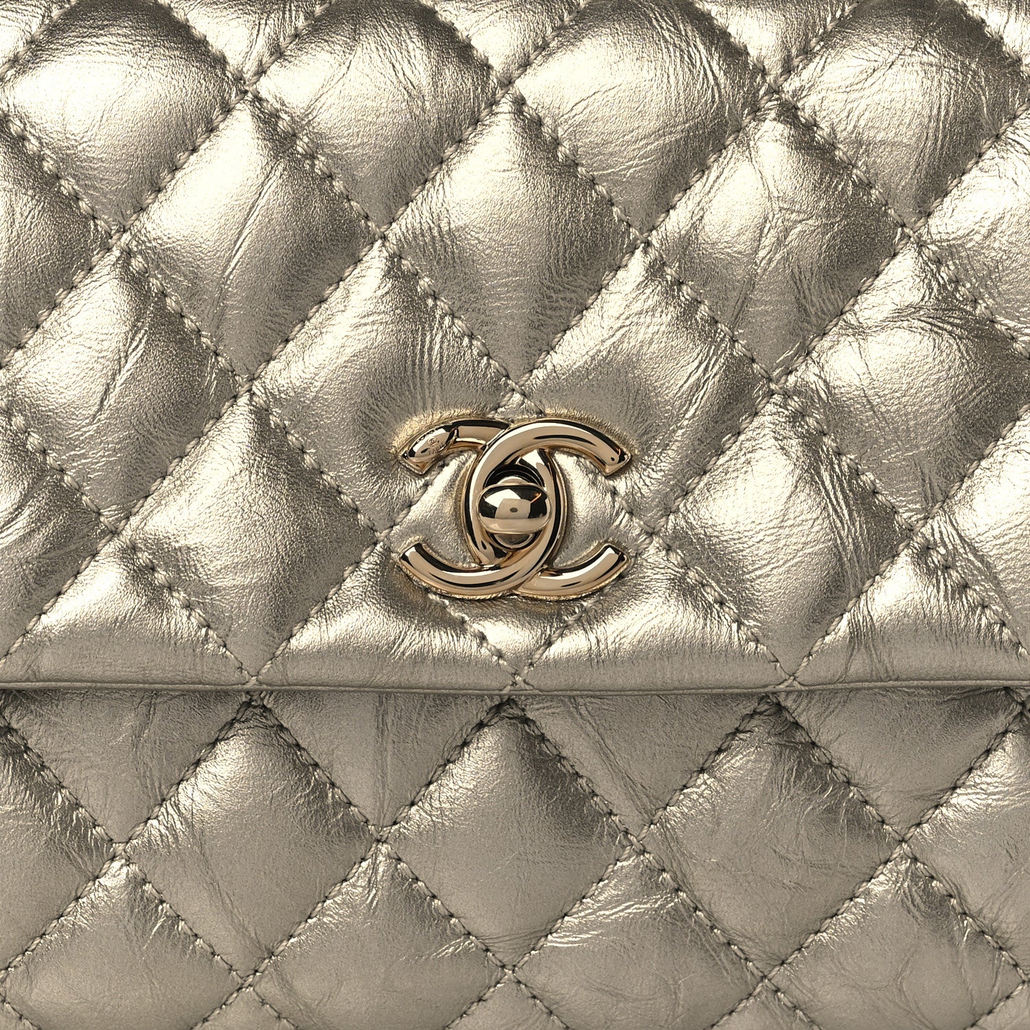 Chanel Metallic Aged Calfskin Quilted Mini Coco Handle Flap Gold 8 of 11
