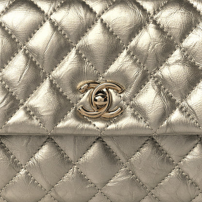 Chanel Metallic Aged Calfskin Quilted Mini Coco Handle Flap Gold 8 of 11