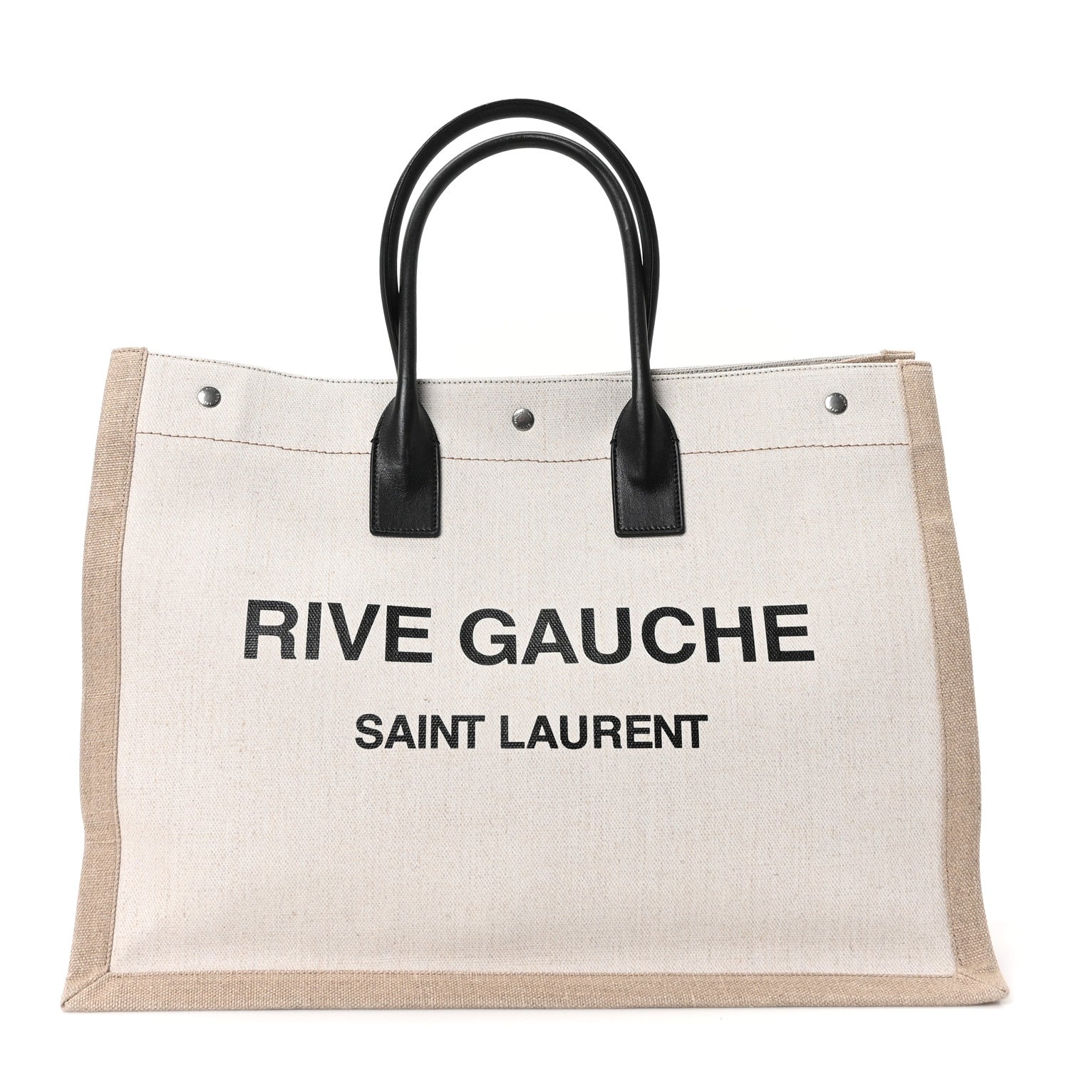 Saint Laurent Linen Calfskin Rive Gauche Tote Optic White 1 of 10