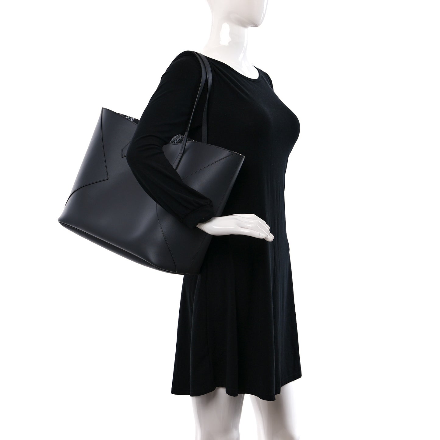 Smooth Calfskin Wing Shopper Tote Grey White