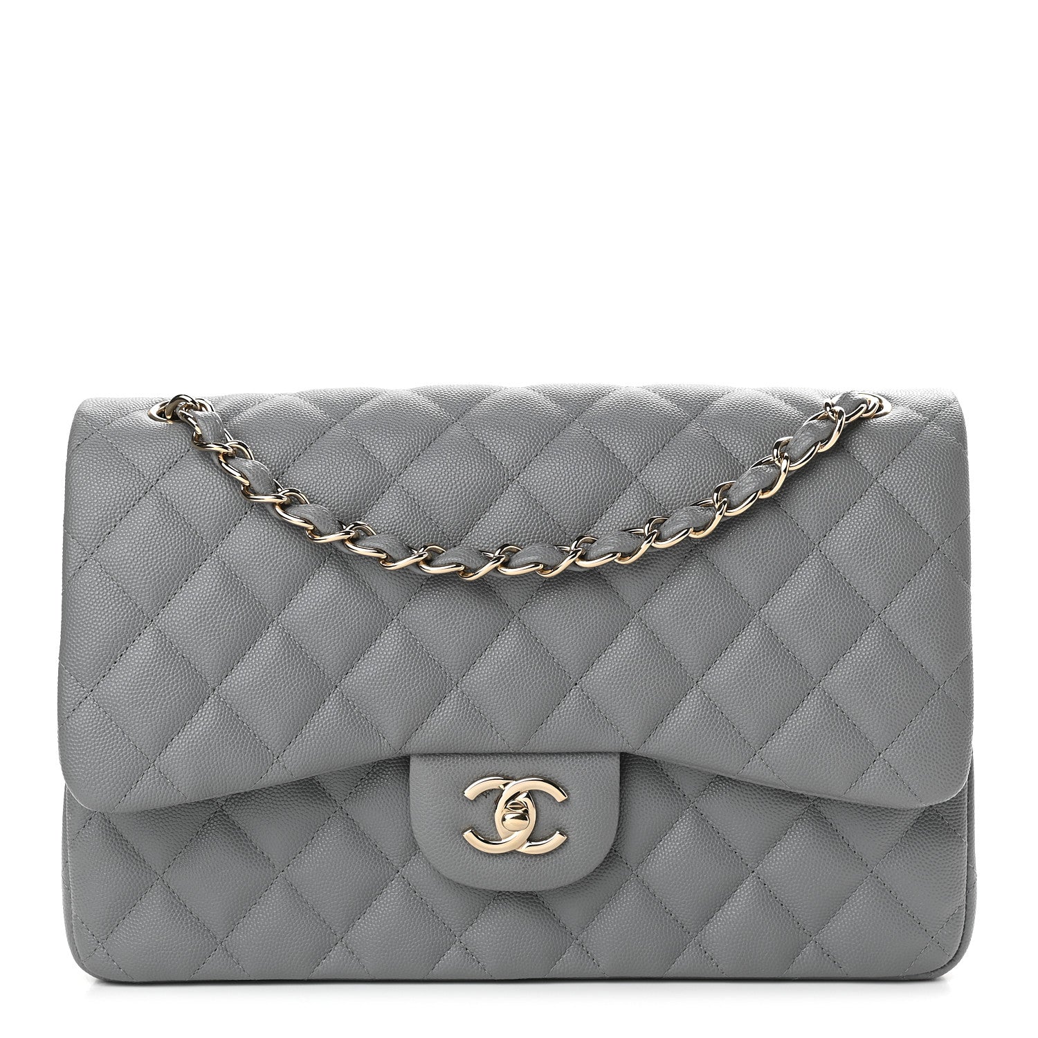 Chanel Caviar Quilted Jumbo Double Flap Grey 1 of 9
