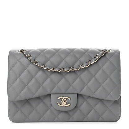Chanel Caviar Quilted Jumbo Double Flap Grey 1 of 9