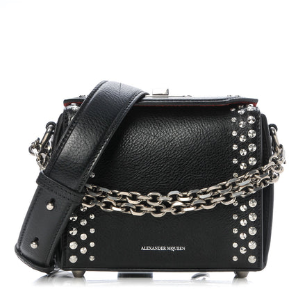 Alexander McQueen Grained Calfskin Studded Box Shoulder Bag 16 Black 1 of 6