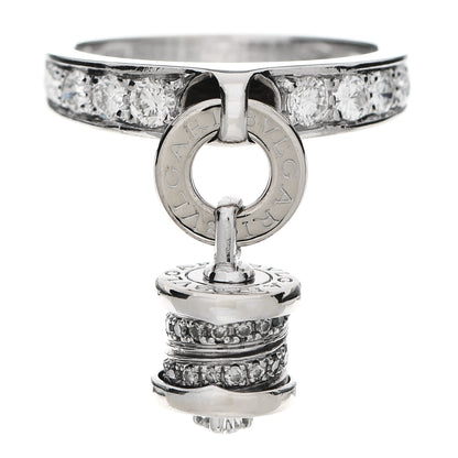Bulgari 18K White Gold Diamond B.Zero1 Charm Pave Ring 53 6.25 1 of 6