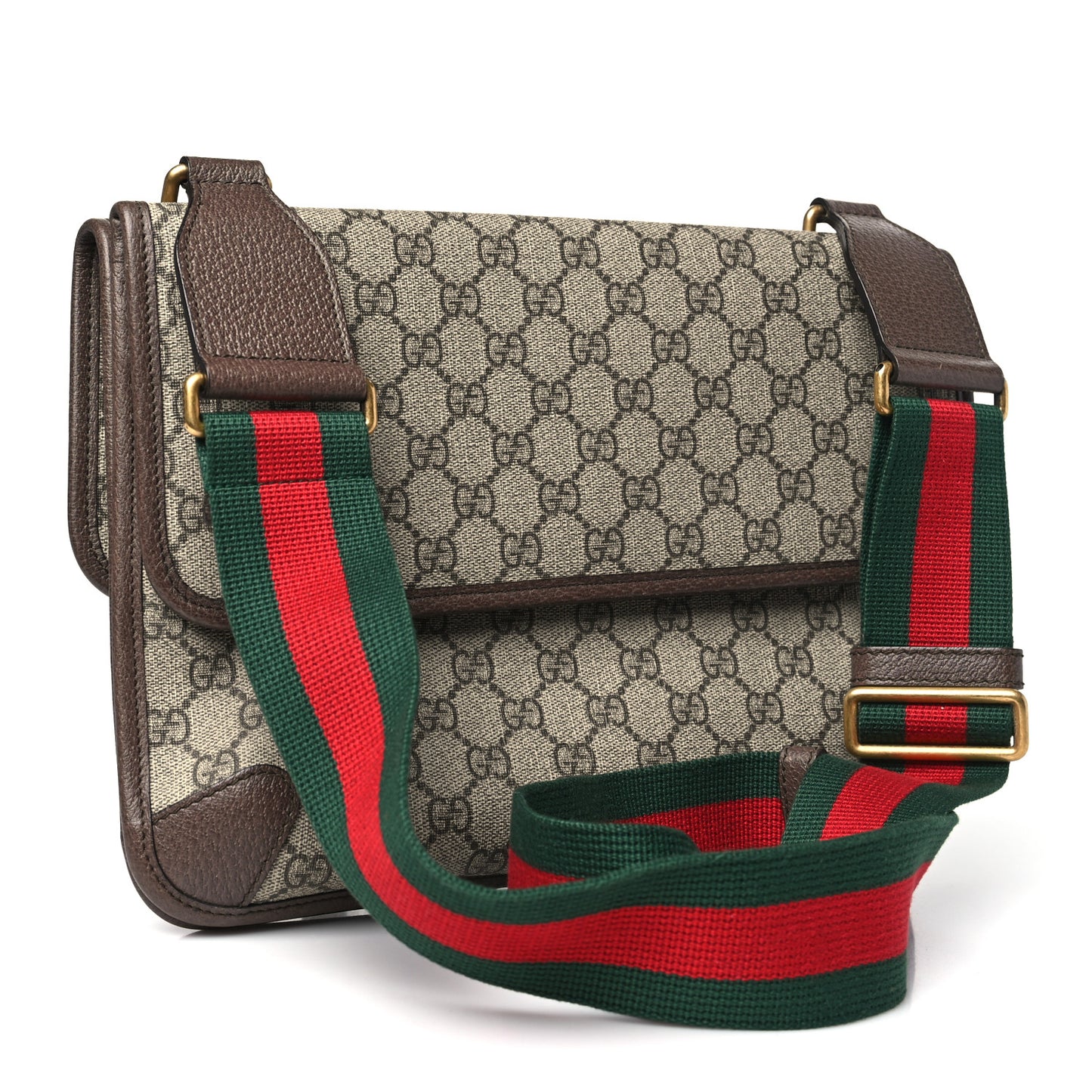 GG Supreme Monogram Web Neo Vintage Double Flap Messenger Bag Beige New Acero