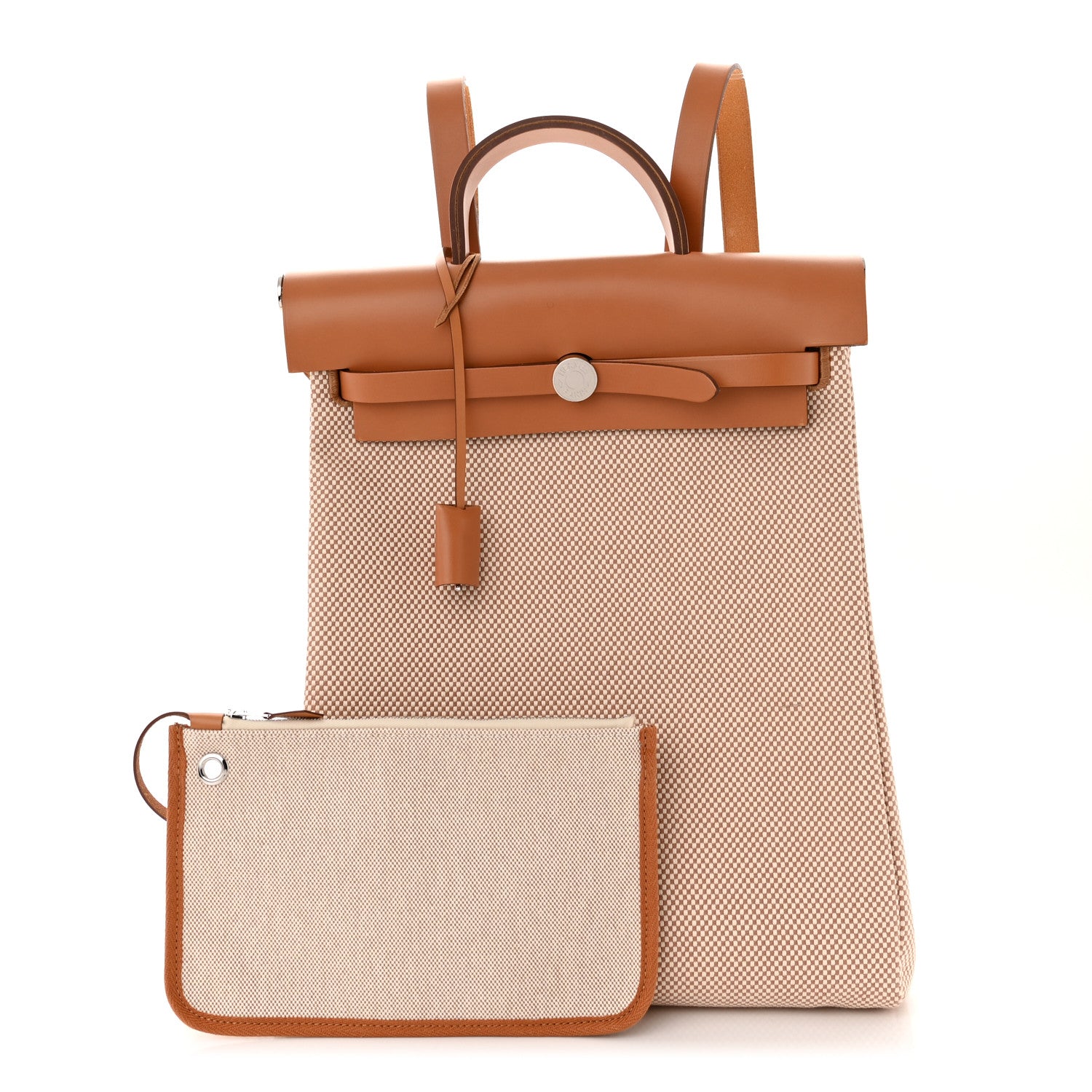 Hermes Vache Hunter Criss Viking Herbag a Dos Retourne Backpack Ecru Beige Naturel 1 of 11