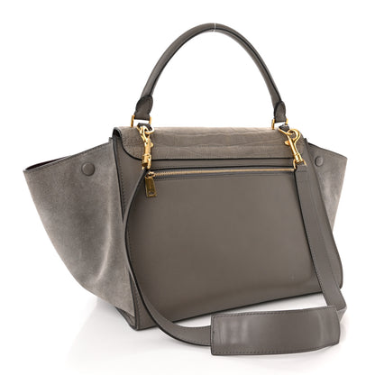 Celine Crocodile Embossed Nubuck Medium Trapeze Grey 3 of 14