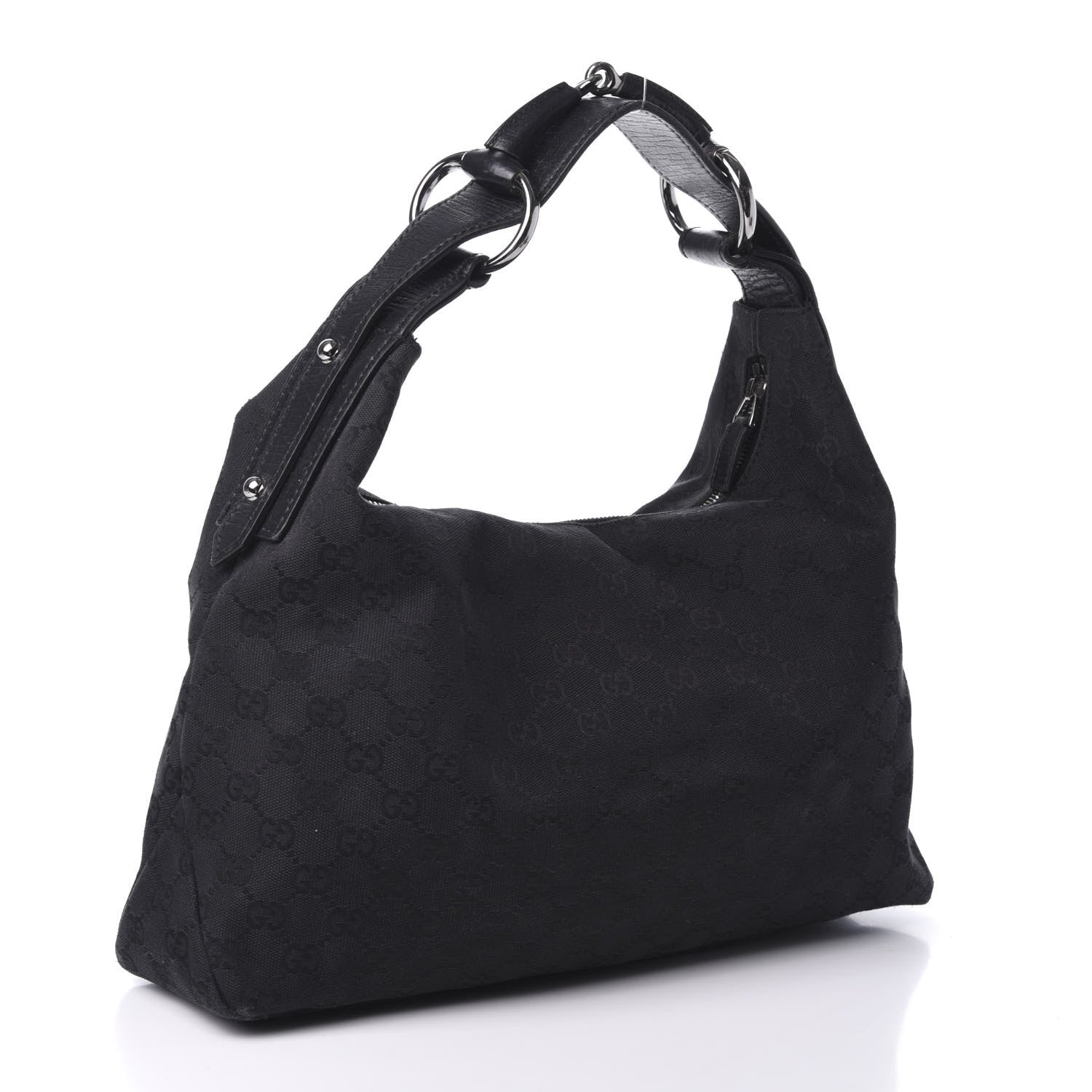 Gucci Monogram Large Horsebit Chain Hobo Black 3 of 10