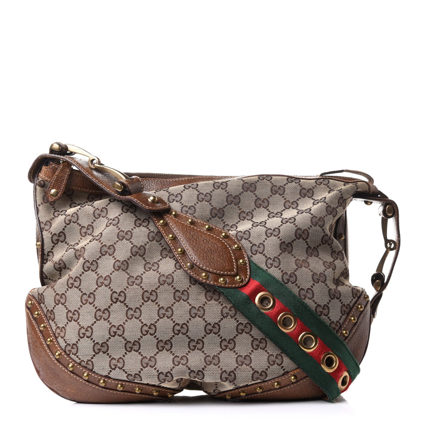 Monogram Pelham Studded Shoulder Bag Brown