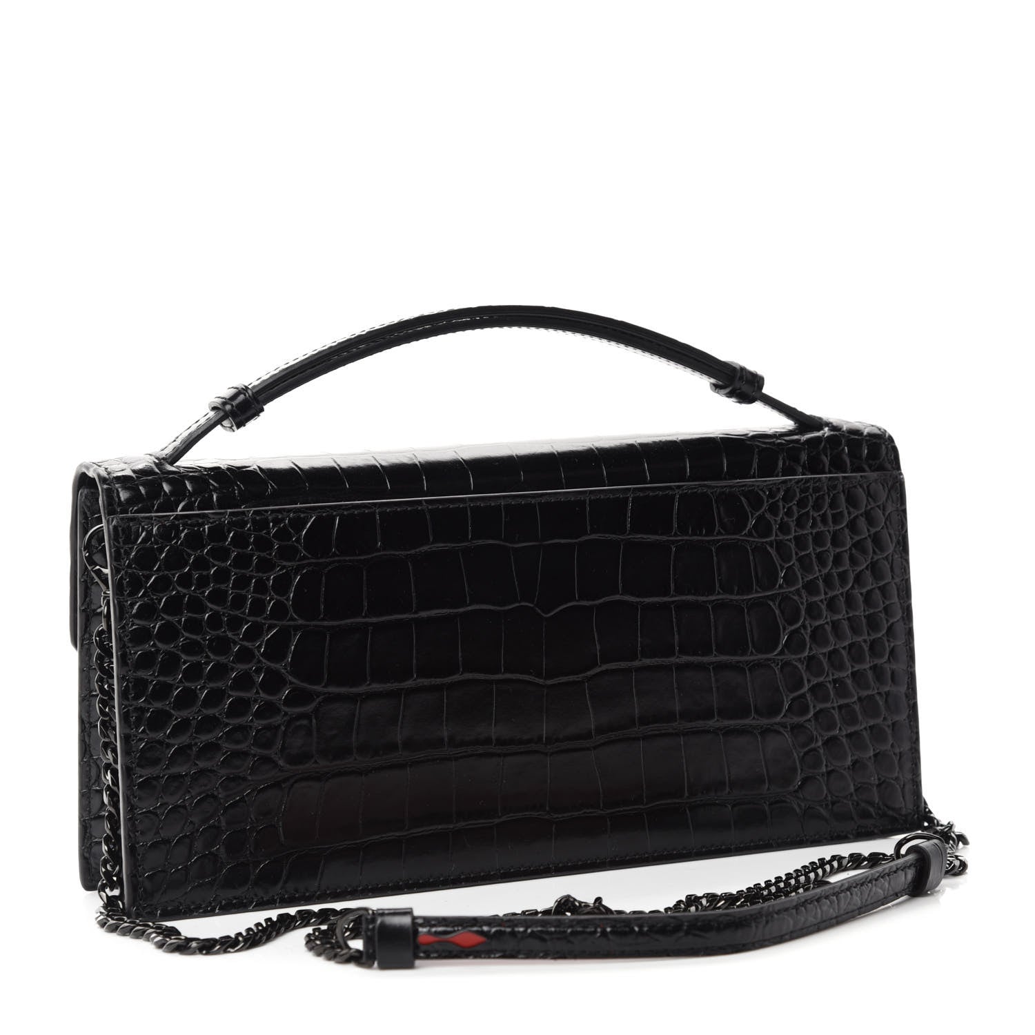 Christian Louboutin Calfskin Alligator Embossed Elisa Baguette Black 3 of 9