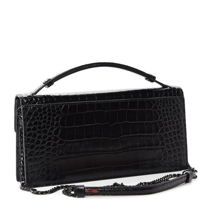 Christian Louboutin Calfskin Alligator Embossed Elisa Baguette Black 3 of 9