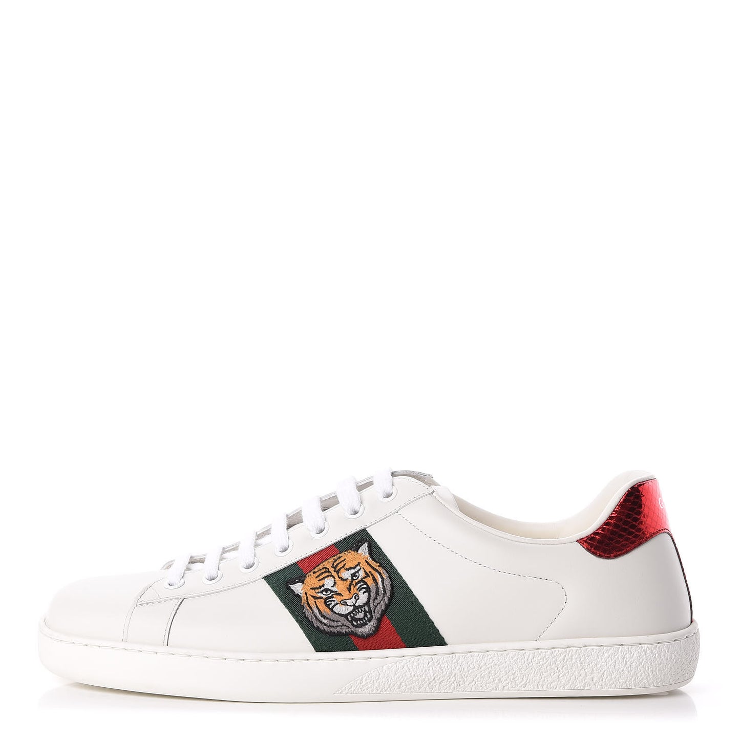 Calfskin Ayers Web Tiger Embroidered Mens Ace Sneakers 9.5 White Green Red