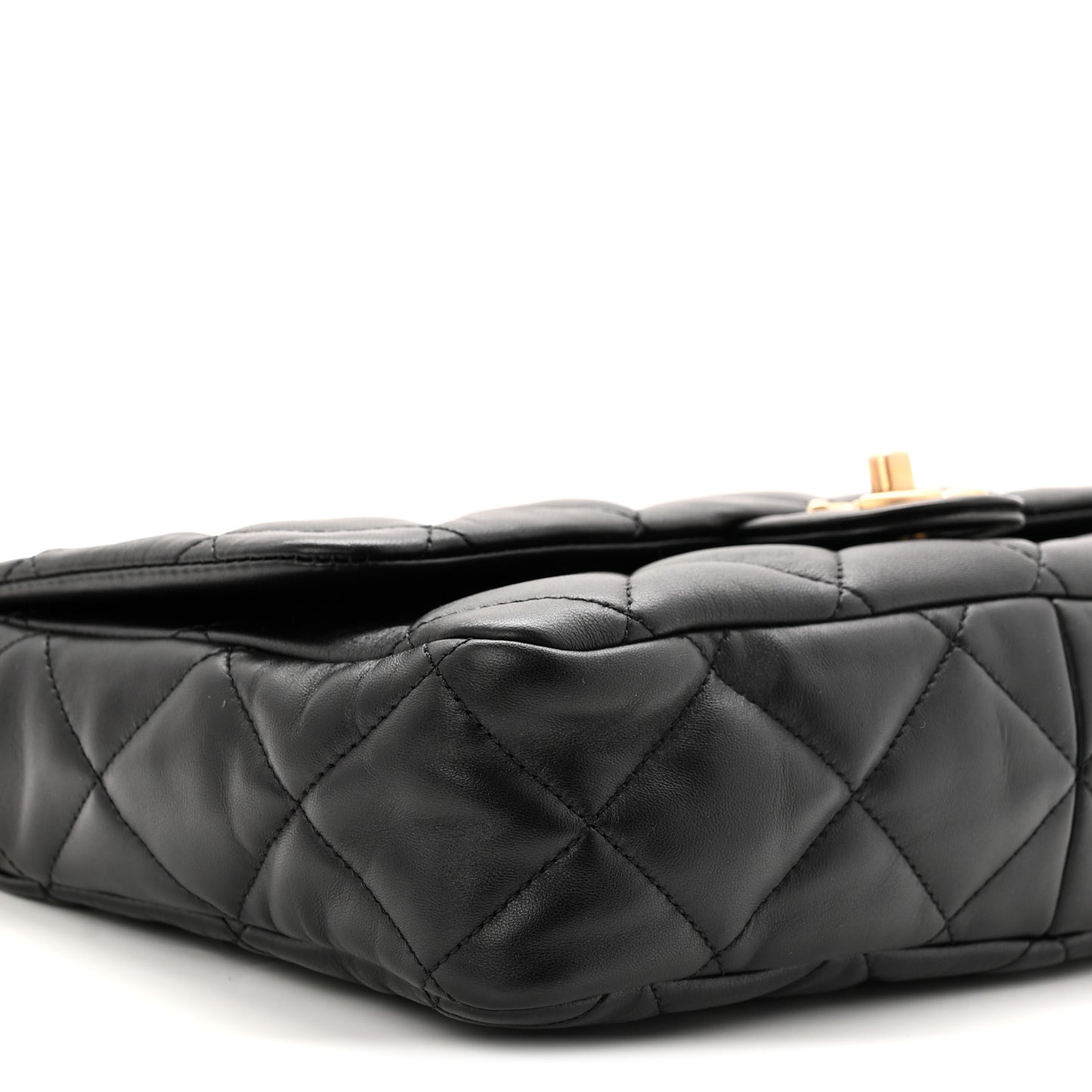 Lambskin Quilted Large CC Funky Town Flap Black