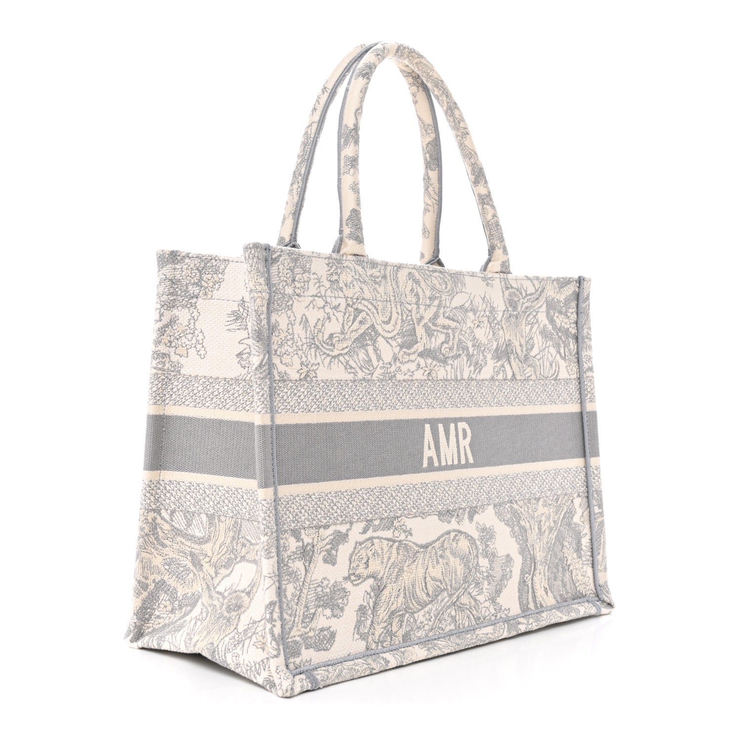 Christian Dior Canvas Embroidered Medium Dioriviera Toile De Jouy Book Tote Gray 3 of 14