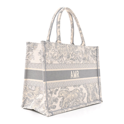 Christian Dior Canvas Embroidered Medium Dioriviera Toile De Jouy Book Tote Gray 3 of 14