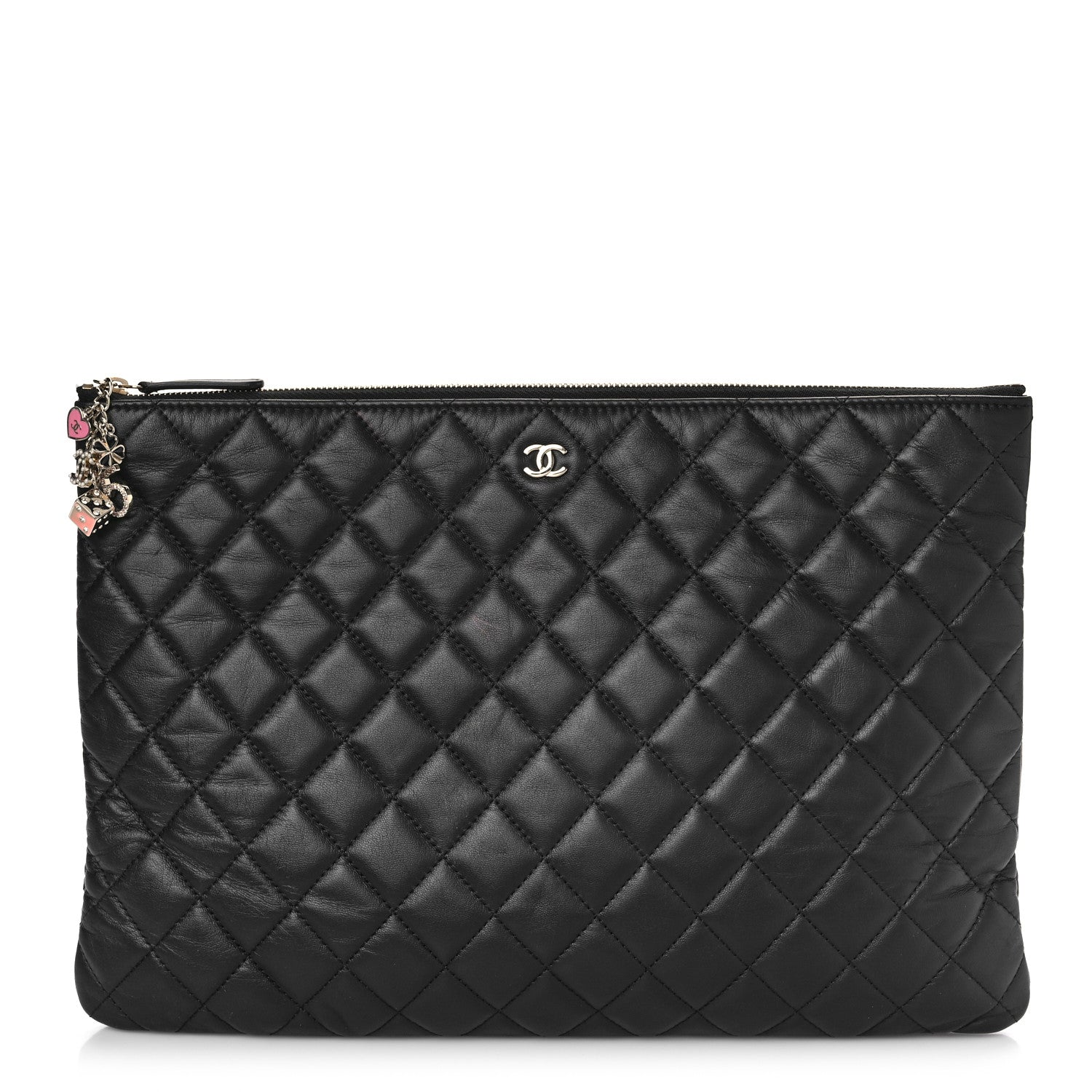 Chanel Lambskin Quilted Large Casino Beauty CC Cosmetic Case Black 1 of 9