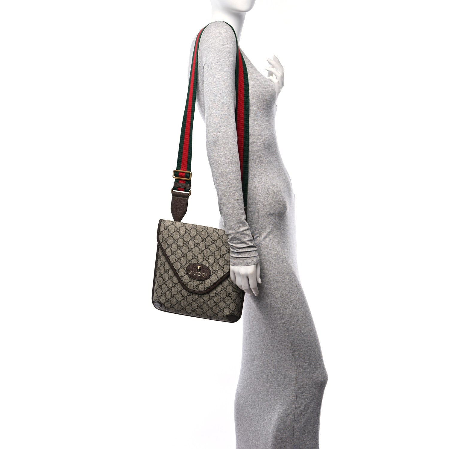 Gucci GG Supreme Monogram Web Medium Neo Vintage Flap Messenger Bag Beige New Acero 2 of 10