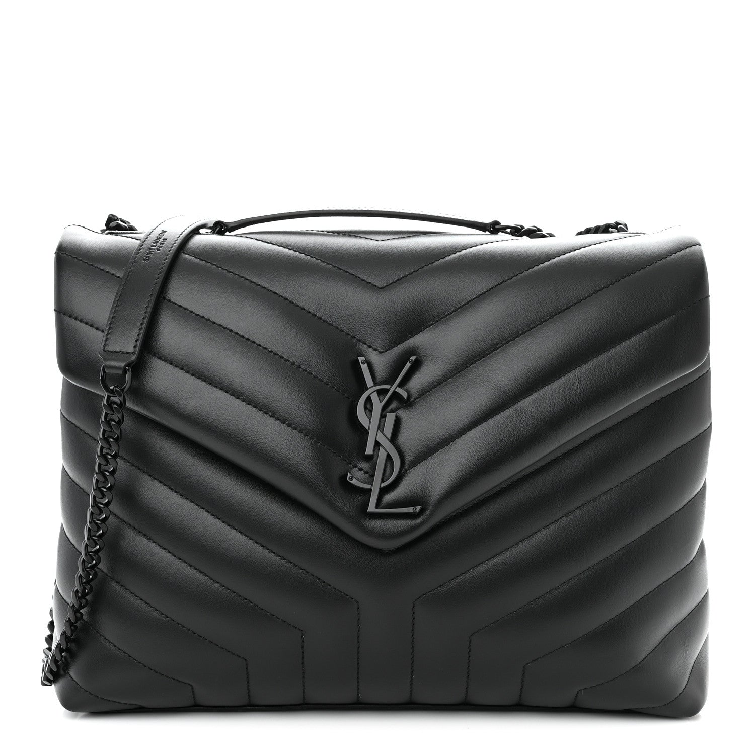 Saint Laurent Calfskin Y Quilted Monogram Monochrome Medium Loulou Chain Satchel Black 1 of 11