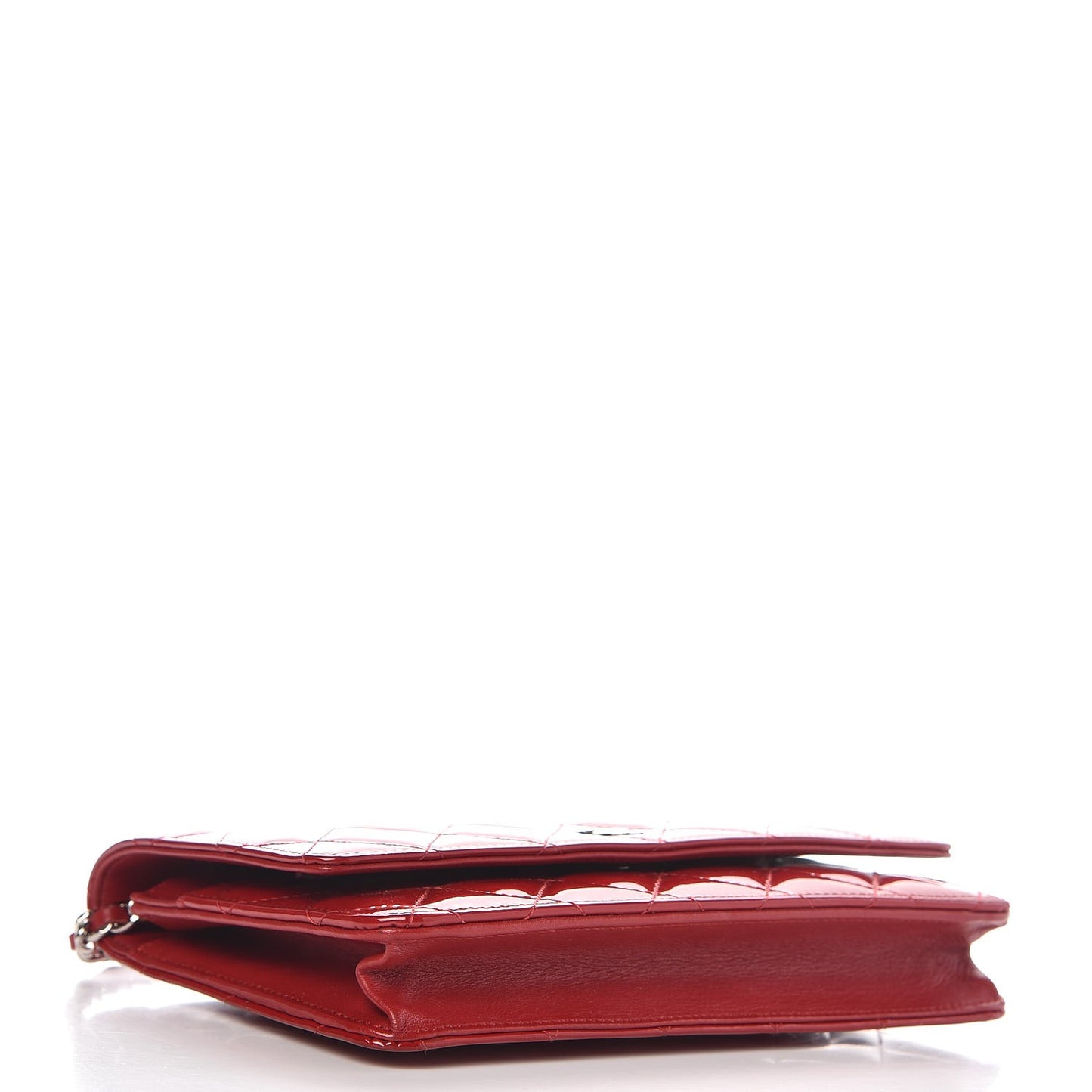Patent Quilted Wallet On Chain WOC Red