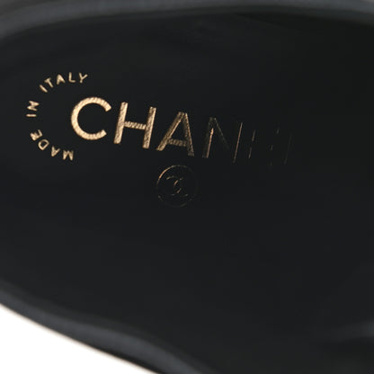 Chanel Pearly Calfskin Patent Calfskin Lace Up Combat Boots 40 Black 7 of 9
