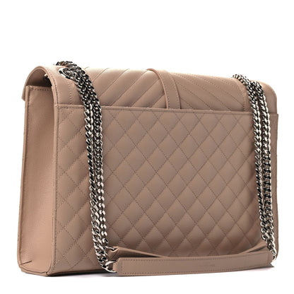 Saint Laurent Grain De Poudre Mixed Matelasse Large Triquilt Monogram Satchel Nude Powder 3 of 6